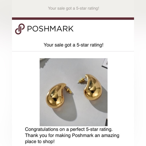 New 18k Gold Plated Tear Drop Chunky Earrings - Picture 4 of 5